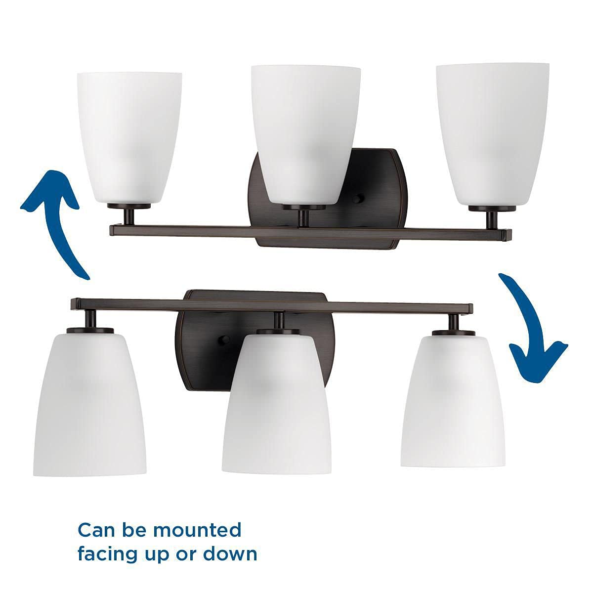 Progress Lighting Leap Collection 3-Light Modern Bathroom Vanity Light - Antique Bronze Finish with Etched Glass Shades - Perfect for Contemporary Bathrooms, Powder Rooms and Spa-Like Retreats