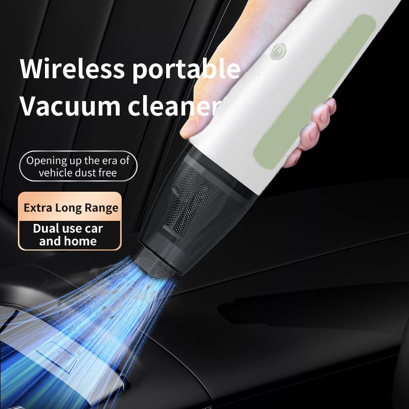PATO Cordless Handheld Vacuum Cleaner - Powerful Suction Mini Car Vacuum, Portable Dust Collector for Home & Car Cleaning - White | Ideal for Pet Hair, Crumbs, and Small Debris Removal