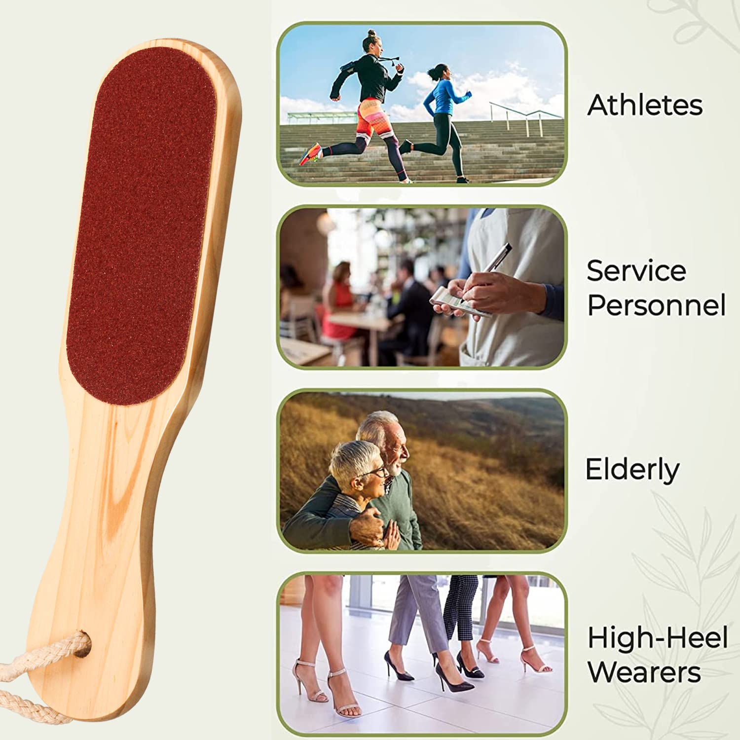 Double Sided Wooden Foot File - Hard Skin Remover & Callus Scraper for Cracked Feet - Wet & Dry Use - Pedicure Tool for Dead Skin Exfoliation & Foot Care at Home or Salon