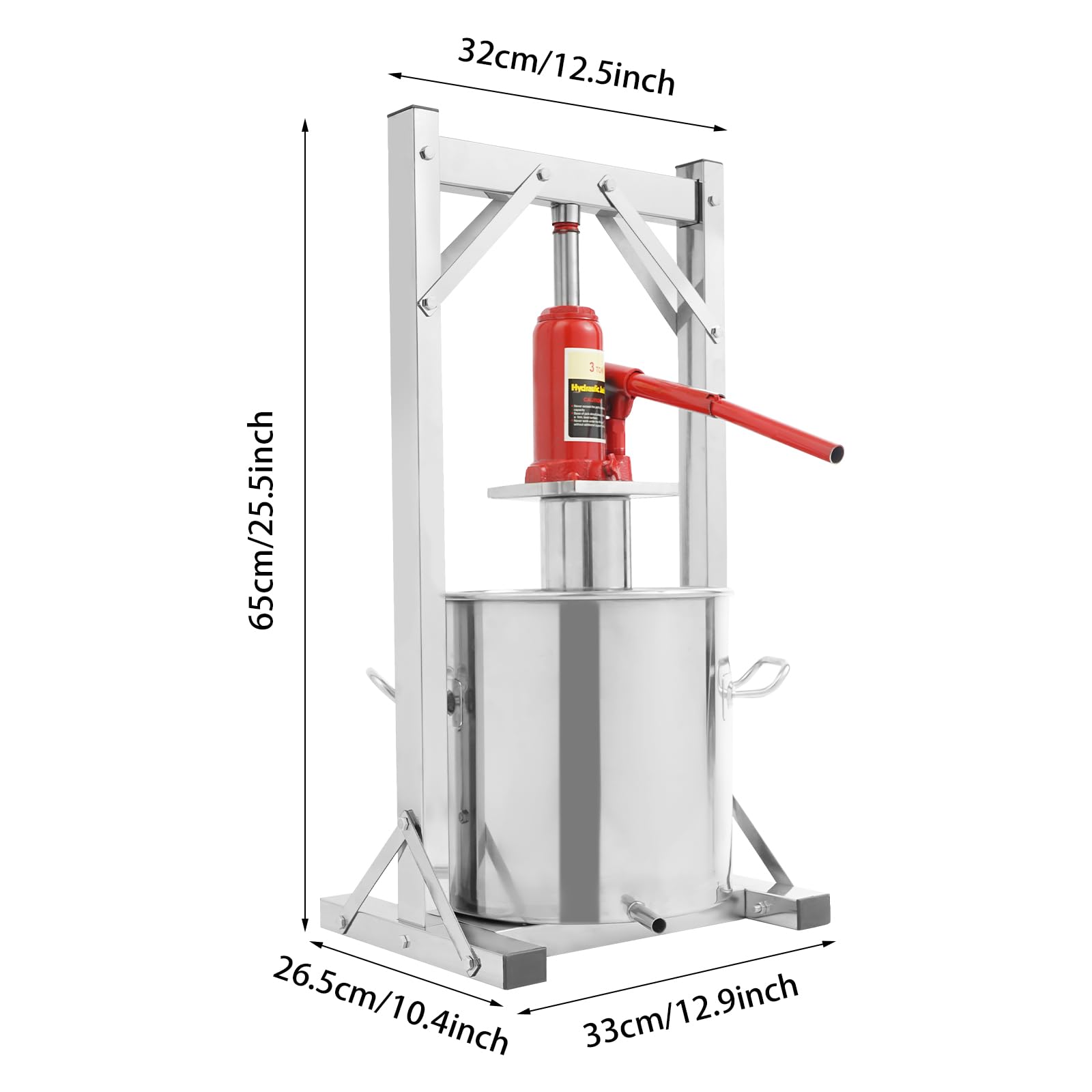 12L Stainless Steel Apple Cider Press & Fruit Grinder - Heavy Duty Fruit Pulp Crusher for Grapes, Apples, Wine & Juice Making - Perfect for Home Brewing, Cider Production & Farm Fresh Beverages