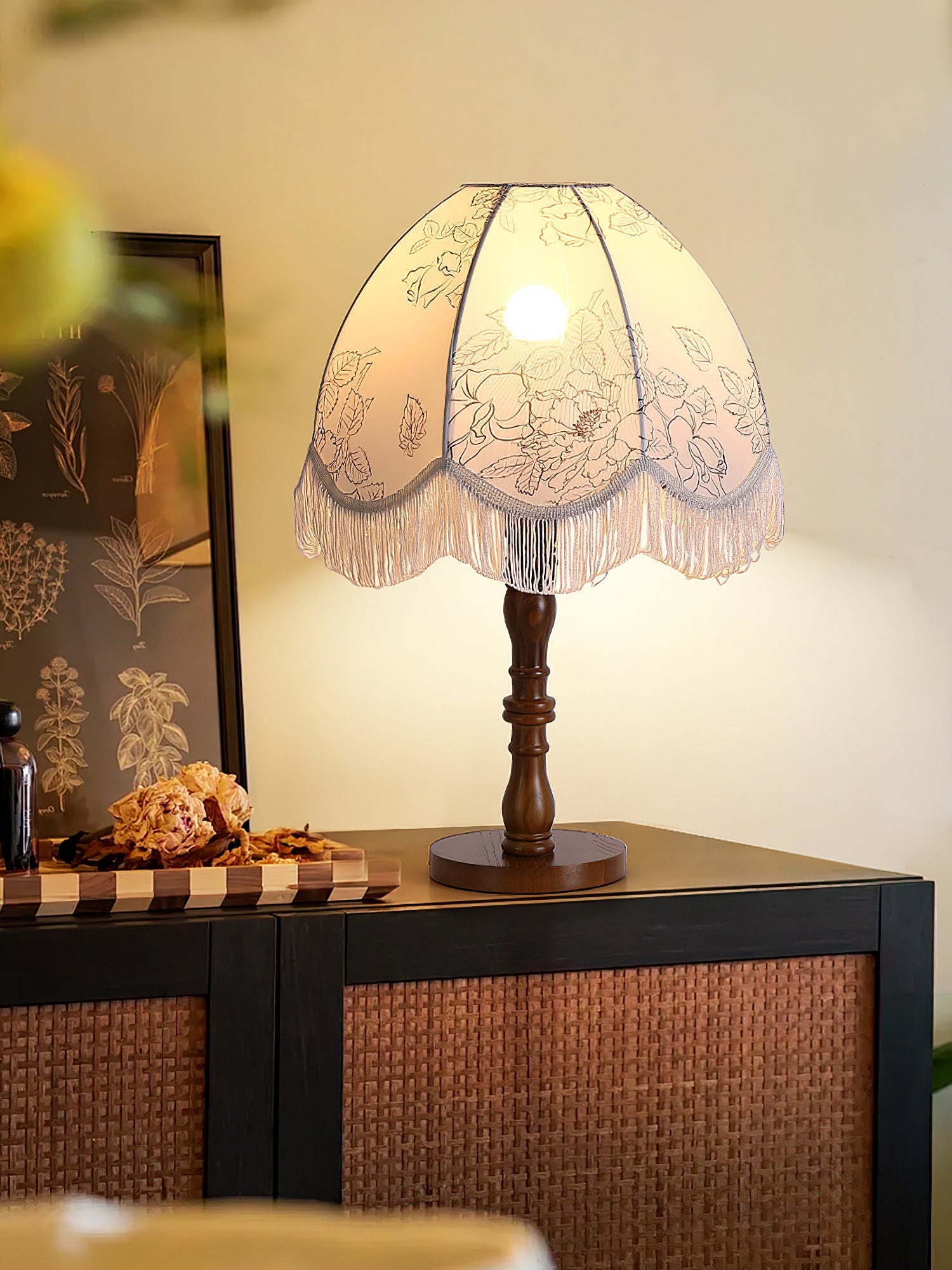 Elegant Printed Tassel Table Lamp - Modern Home Decor for Bedroom, Living Room & Office - Soft Lighting Accent for Cozy Ambience