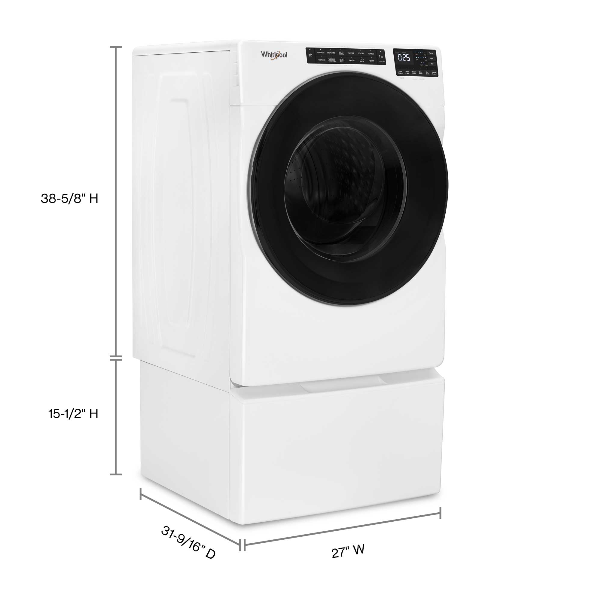 Whirlpool WFW5605MW 5.2 cu.ft White Front Load Washing Machine with Quick Wash Cycle - Perfect for Laundry Rooms, Apartments & Energy-Efficient Homes