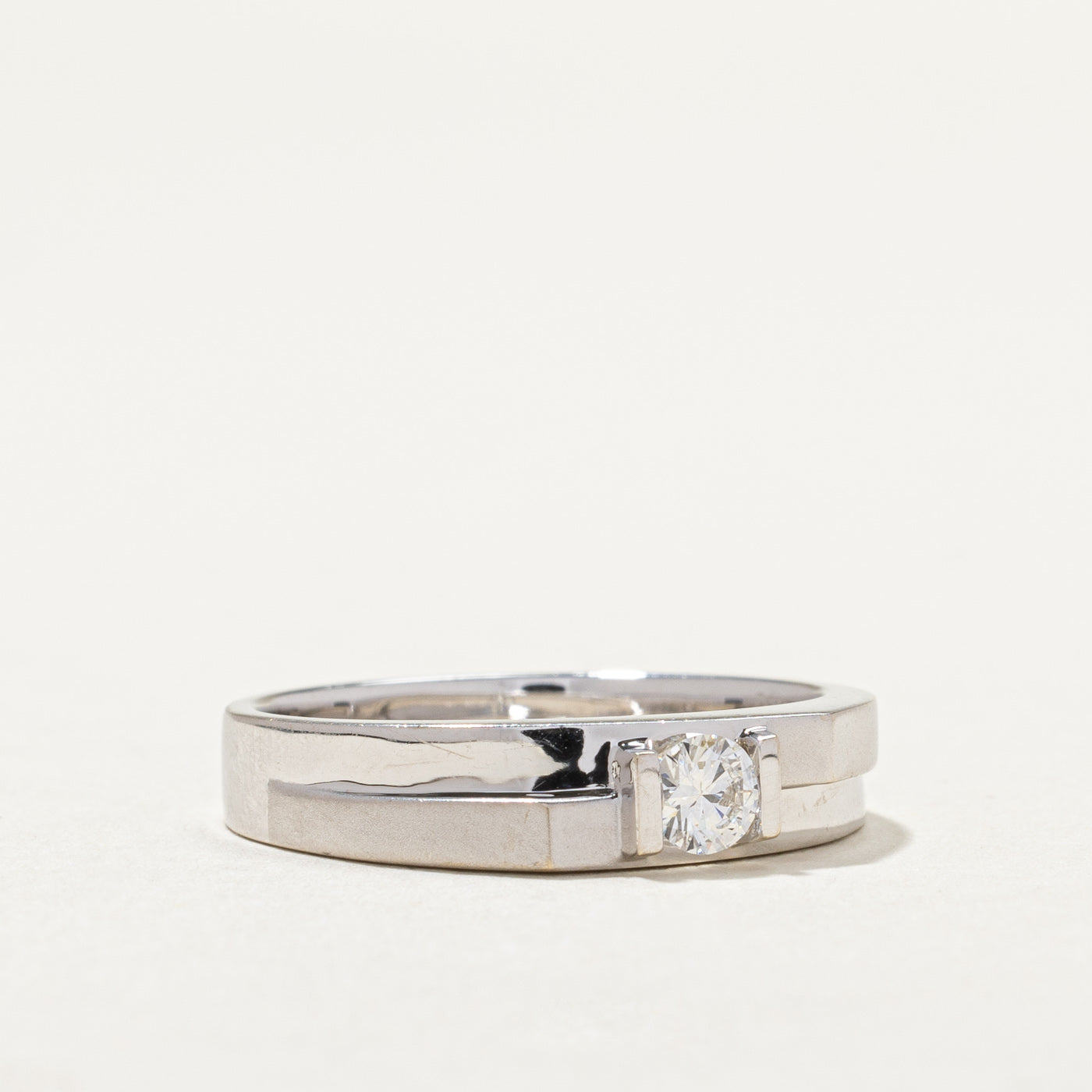 18K White Gold Tension Set Diamond Ring - 0.18ct Round Cut Solitaire Engagement Ring - Size 7.75 - Perfect for Proposals, Anniversaries & Special Occasions