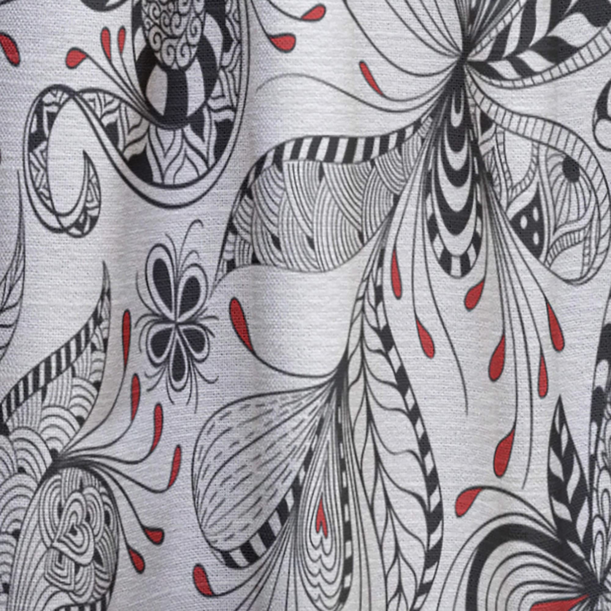Black & Red Floral Pattern Thermal Insulated Curtains - 52x84 Single Panel for Bedroom & Living Room - Elegant Window Drapes for Home Decor, Light Blocking & Energy Saving
