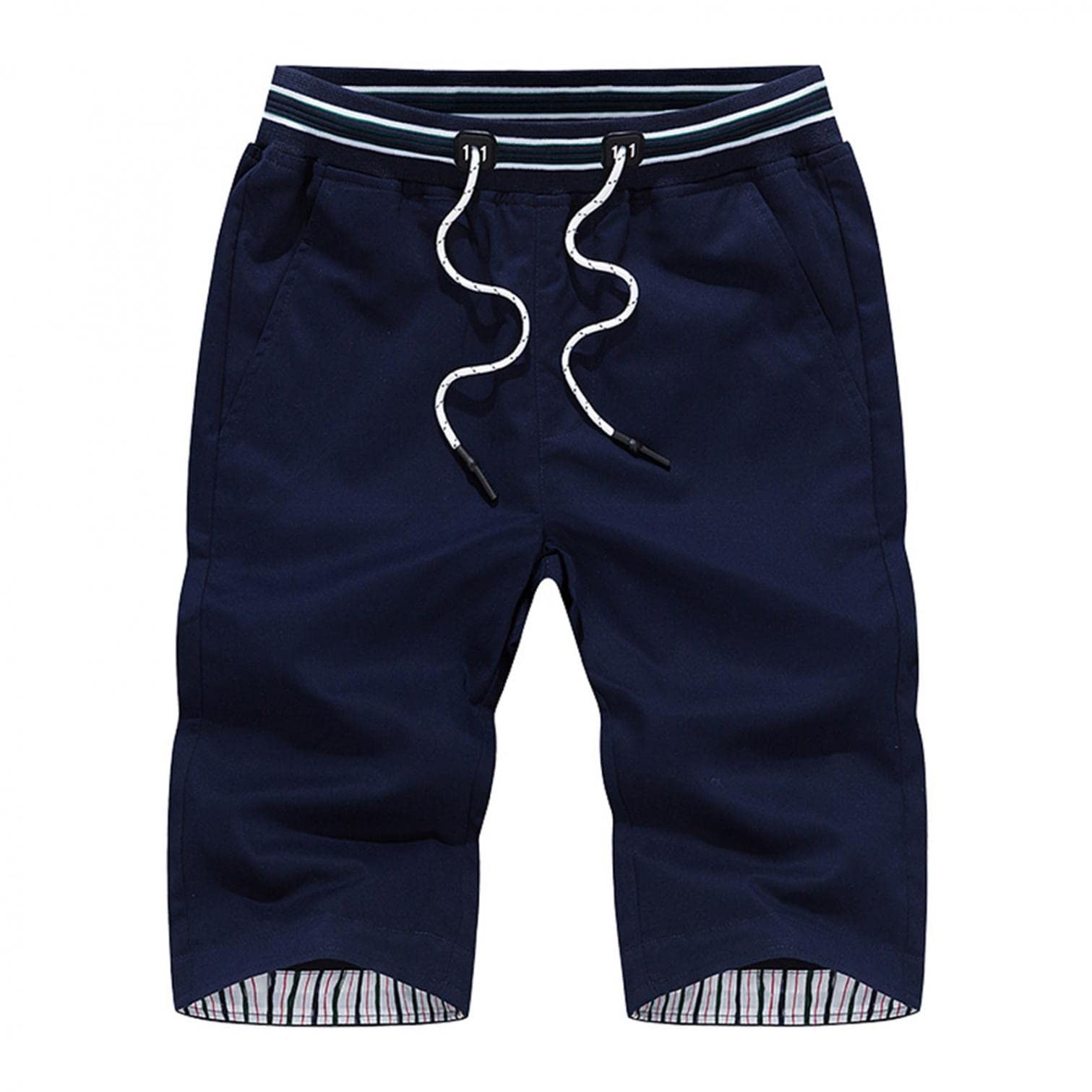 **Men's Casual Classic Fit Summer Beach Shorts with Elastic Waist & Pockets - Comfortable Workout, Gym, Running, and Travel Shorts for Outdoor Activities**