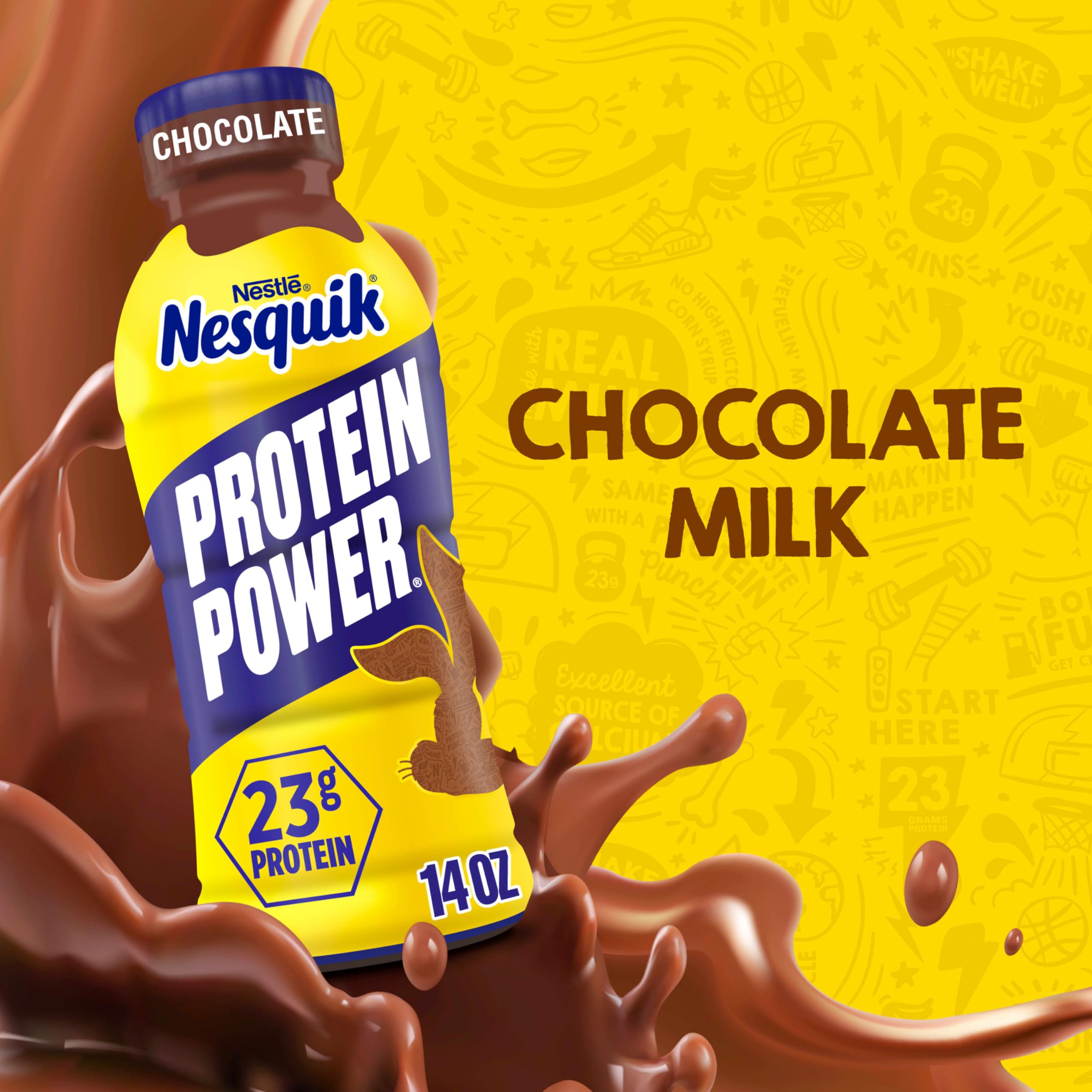 Nesquik Protein Power Chocolate Protein Milk Drink - Ready to Drink Protein Shake for Muscle Recovery & Energy Boost | Post-Workout, Breakfast & On-the-Go Nutrition