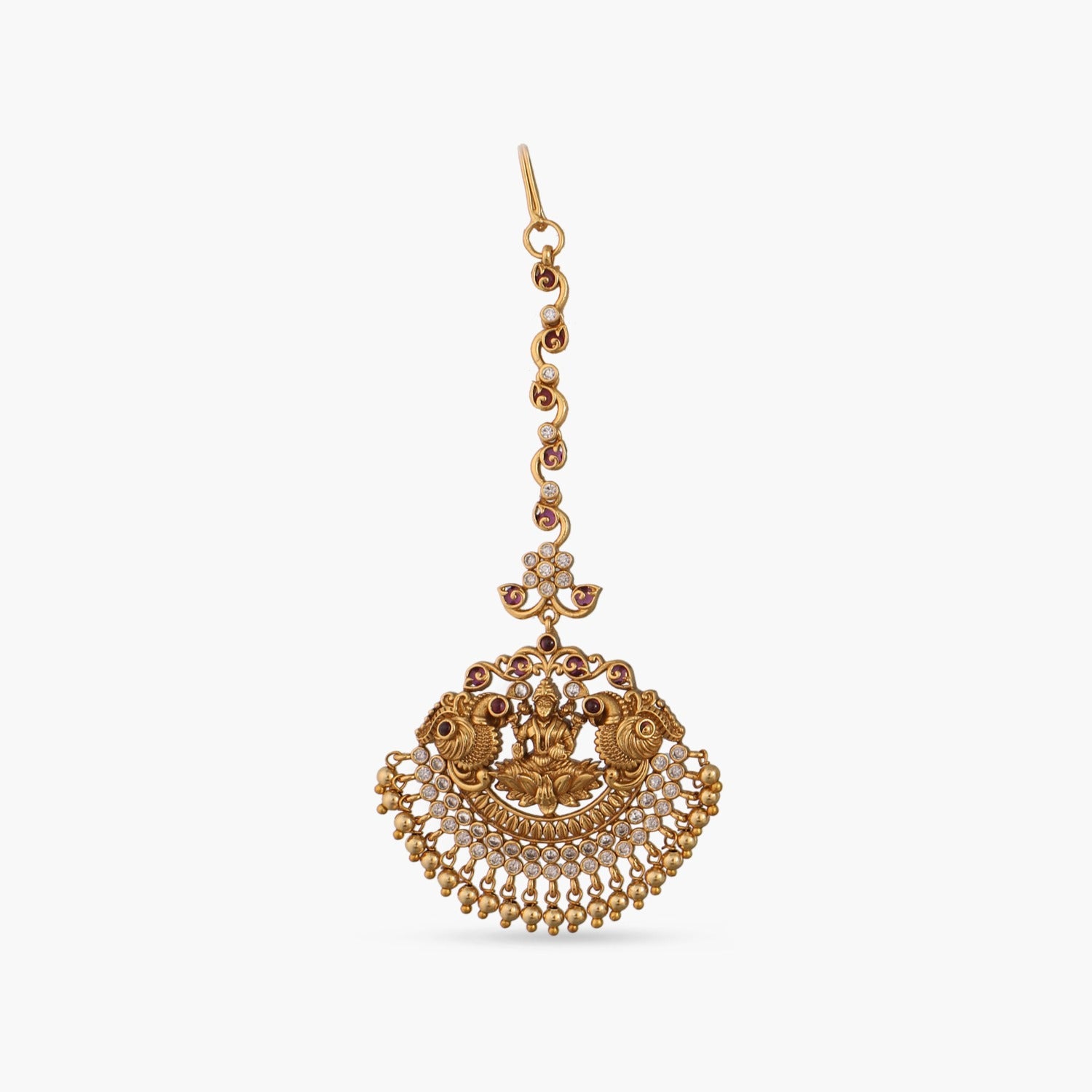 Usha Antique Maang Tikka - Traditional Indian Bridal Hair Jewelry for Weddings & Festivals | Handcrafted Gold-Plated Temple Jewelry for Women