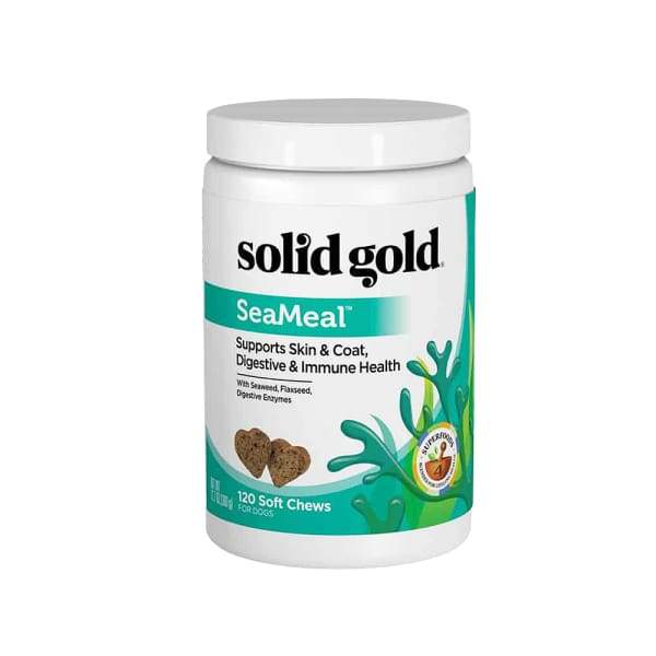 Premium Solid Gold Sea Meal Dog Treats - 120 Chews with Omega-3 for Skin & Coat Health | Perfect for Training, Rewards & Digestive Support