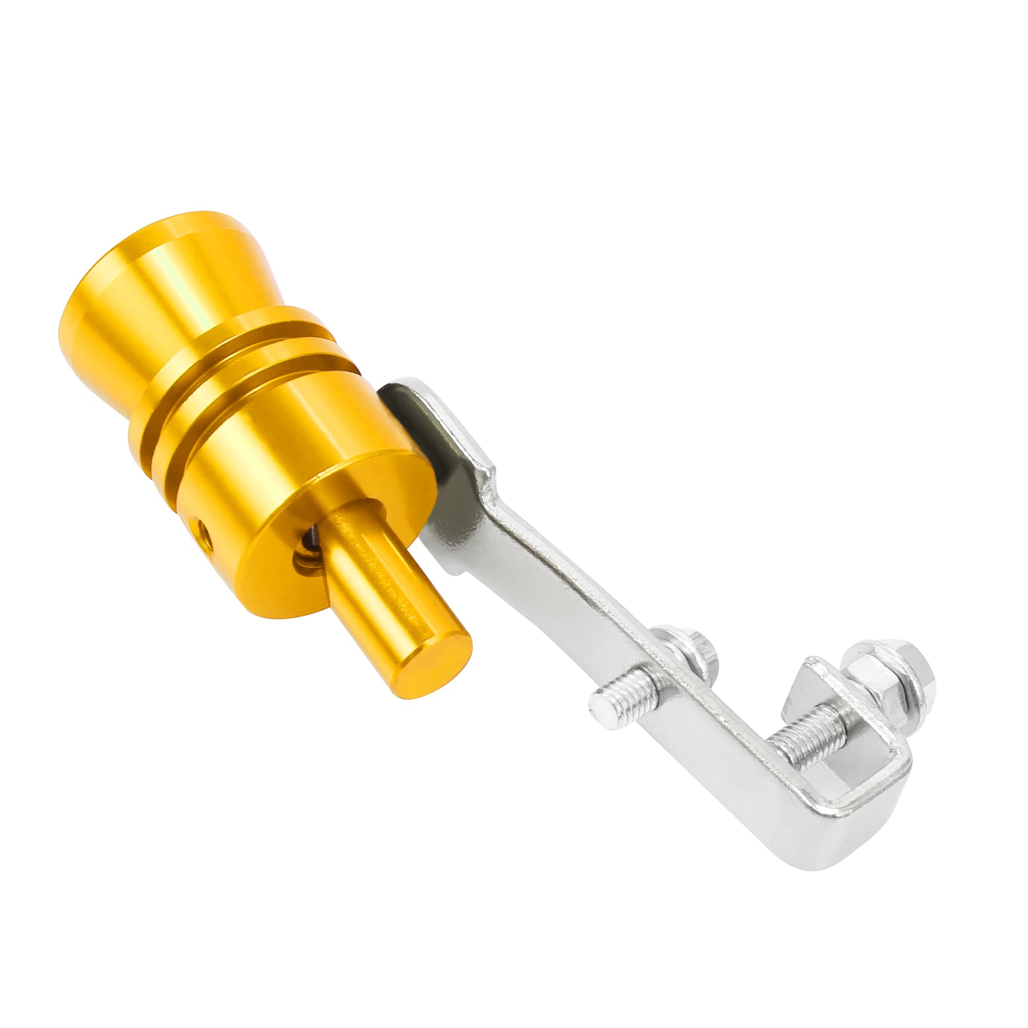 X AUTOHAUX 2pcs Universal Turbo Sound Exhaust Muffler - Aluminum Alloy L Size Whistle Pipe for Car Roar Enhancement (Gold Tone) - Perfect for Performance Cars & Off-Road Vehicles