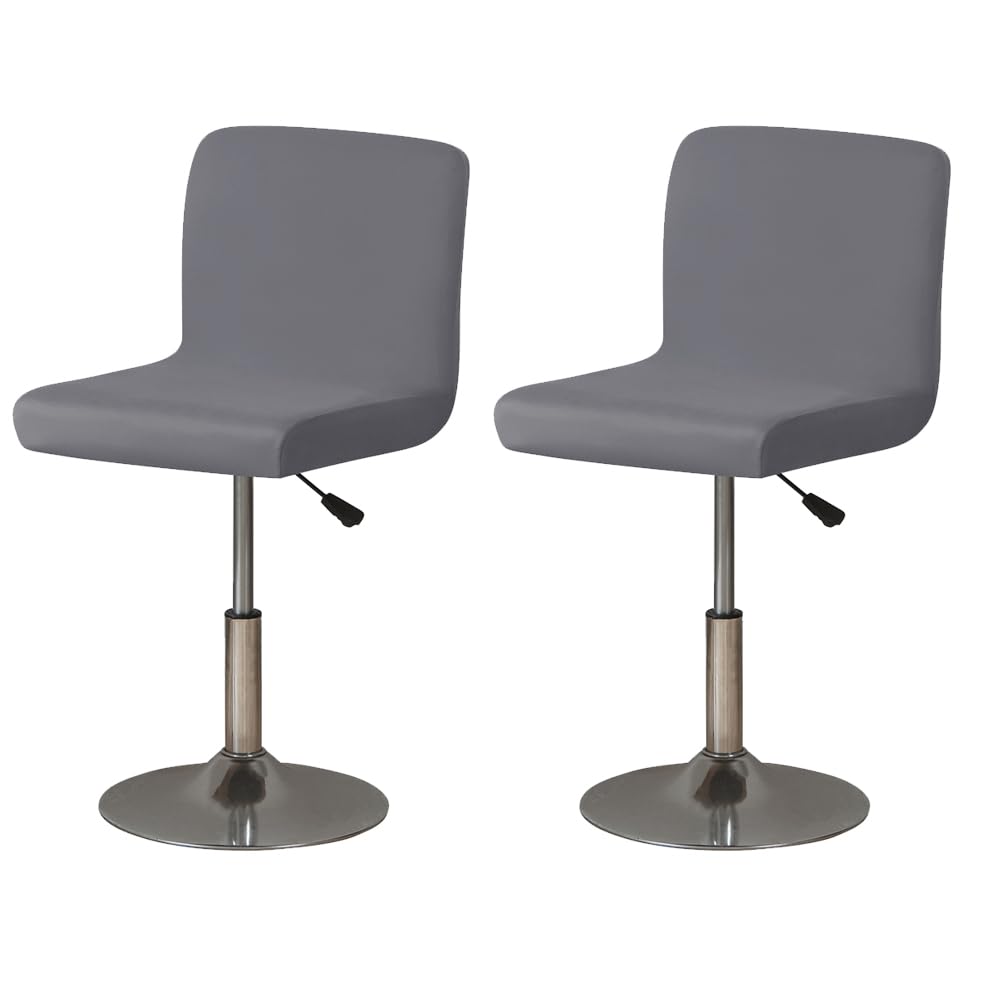 Stretch Grey Bar Stool Covers Set of 2 - Kitchen & Pub Chair Protectors for Counter Height Stools