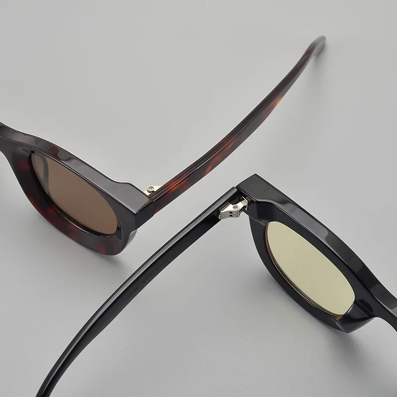 Unisex Black Square Polarized Sunglasses S6688 - Full Rim Thick Acetate Frame for Men & Women - Perfect for Driving, Beach, and Outdoor Activities