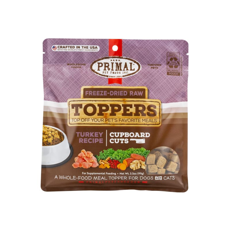 Primal Freeze-Dried Turkey Recipe Raw Dog & Cat Food Topper - Grain-Free, All-Natural Protein for Pets (2 Sizes) | Perfect for Meal Boosting, Training Treats & Picky Eaters