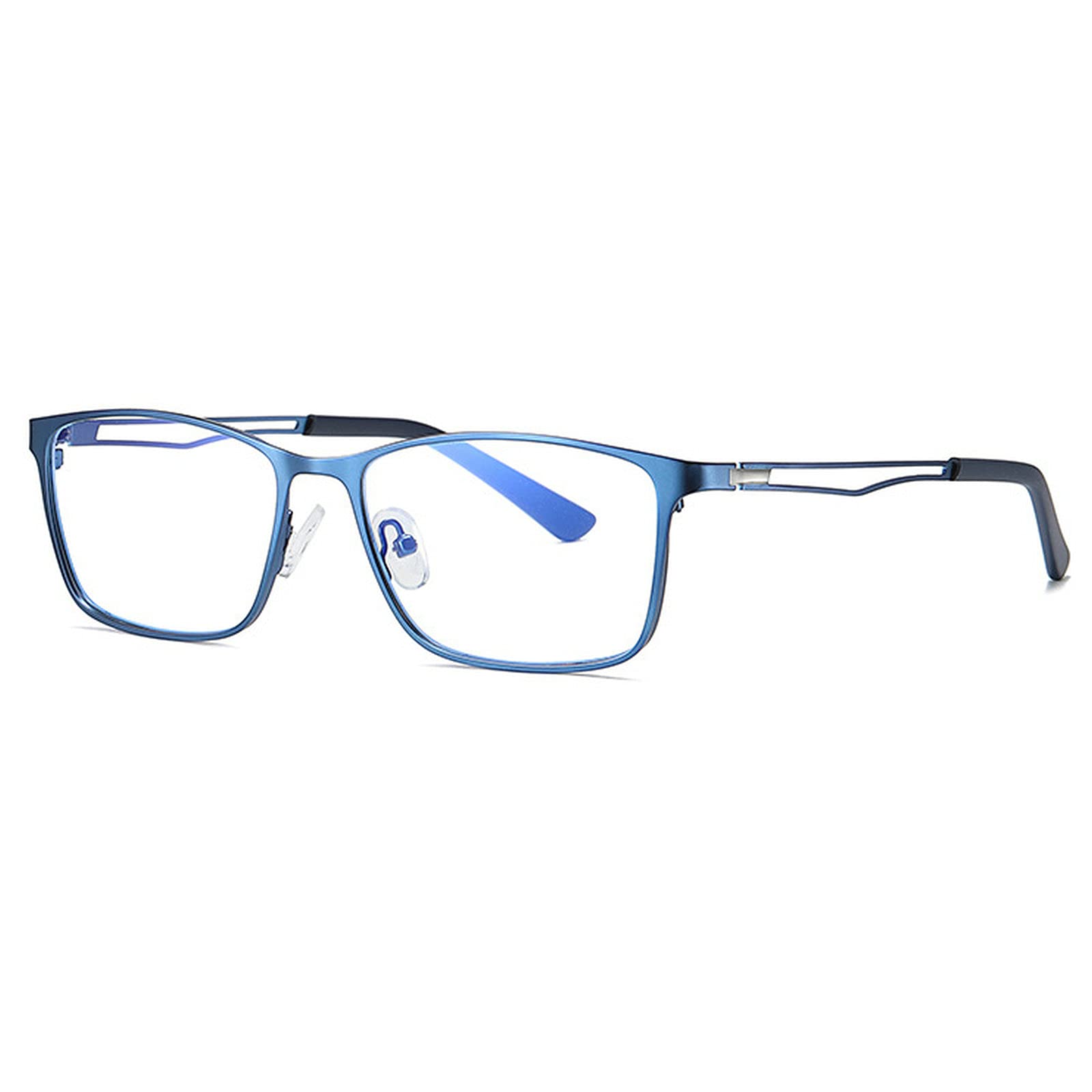 Mincl Business Square Reading Glasses for Men - Anti Blue Light Computer Glasses with Metal Frame - Perfect for Office Work, Screen Time & Reading
