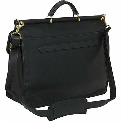 University Slim Dowel Briefcase #2452 - Professional Leather Laptop Bag for Men & Women - Perfect for Business, Office, and Travel Use