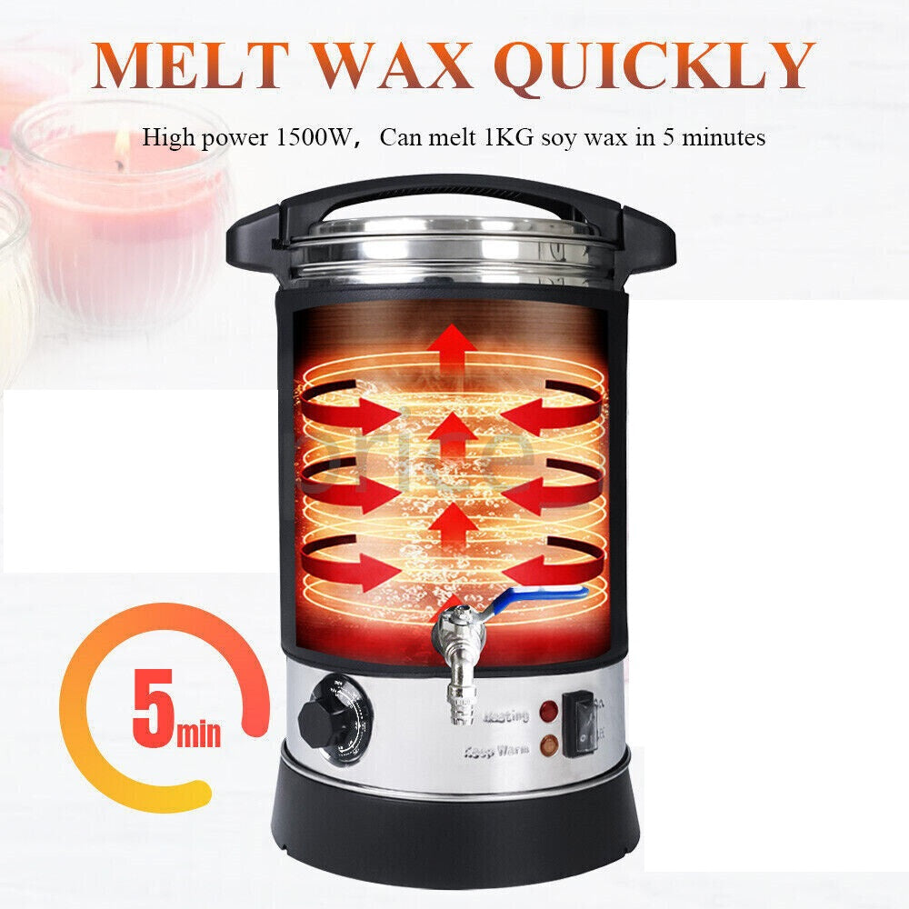 1800W 8L Large Candle Wax Melter - Professional Candle Making Pot for DIY Soy Wax, Beeswax & Paraffin - Perfect for Home Candle Crafting, Spa & Aromatherapy Use