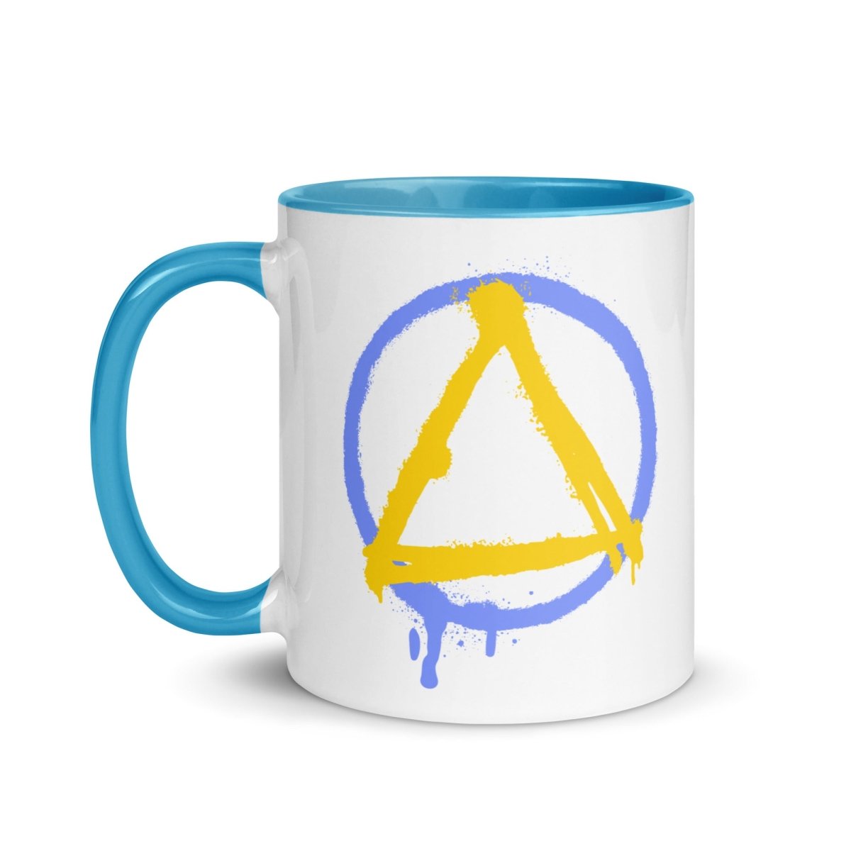 Sober Strong Motivational Coffee Mug - Blue & Yellow Sobriety Symbol Ceramic Cup - Perfect for Recovery Support, AA Meetings & Sober Living Inspiration