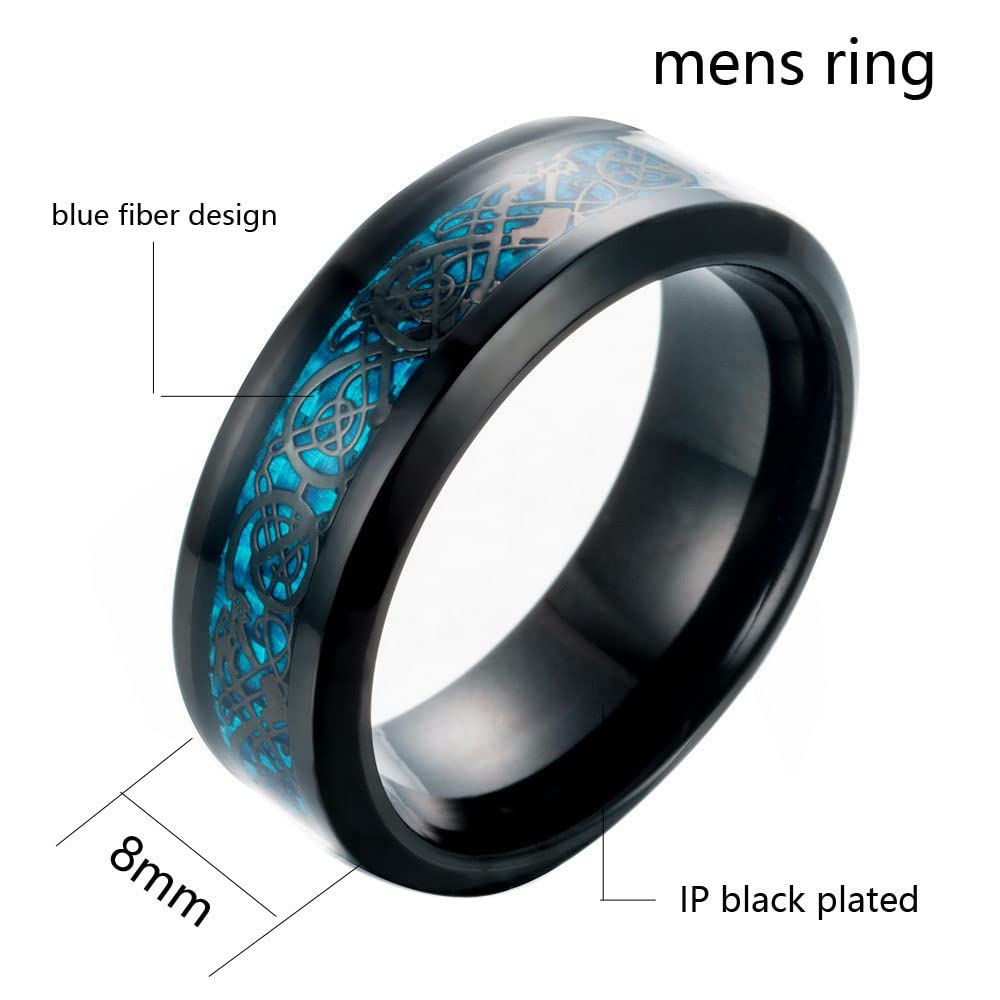MASHAN His and Hers Wedding Rings Set - Matching Couple Bands for Men & Women - Blue and Black Tungsten Wedding Rings - Perfect for Anniversaries, Engagements, and Romantic Gifts