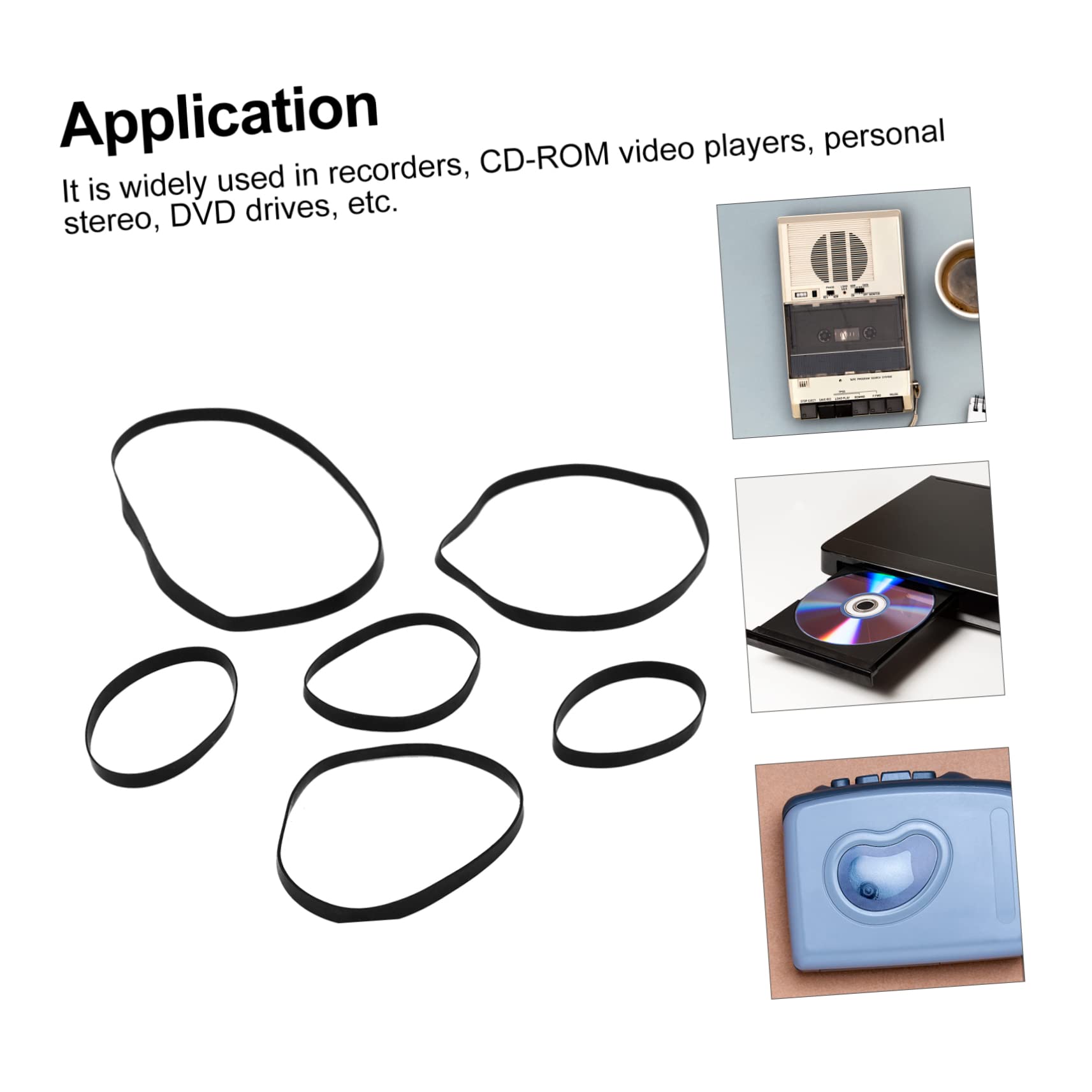 Gadpiparty 3 Sets 4mm Wide 40-135mm Mix Length Flat Drive Belt - Replacement Repair Belt for DVD Recorder & Record Player (50 Pieces x 3) - Perfect for Home Audio Equipment Maintenance and DIY Repairs