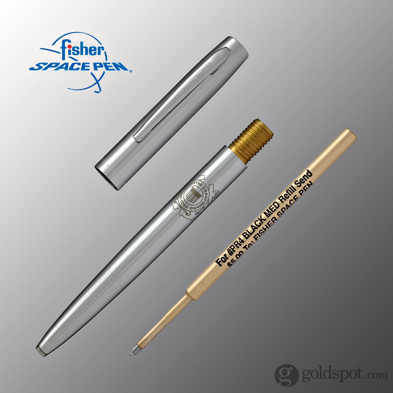 Fisher Space Pen Chrome Plated Ballpoint Pen with US Coast Guard Insignia - Perfect for Military Gifts, Collectors & Everyday Writing