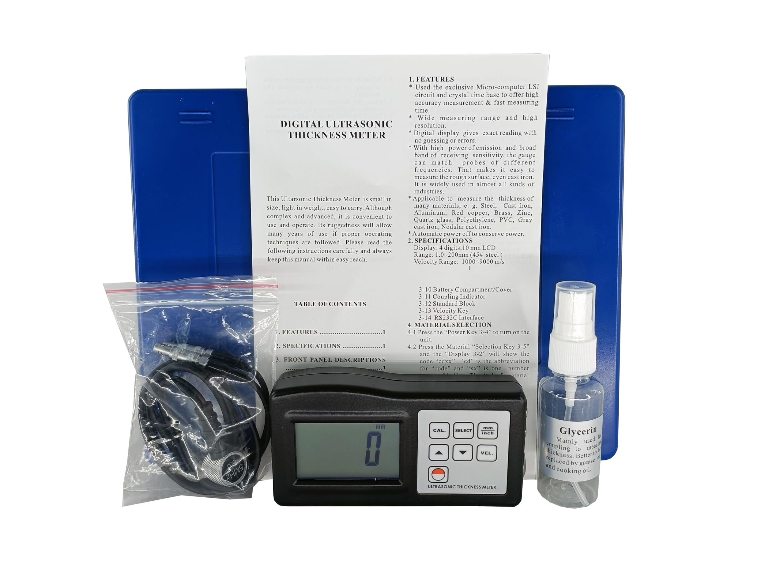 Ultrasonic Thickness Gauge 1.2-200mm (0.05-8 Inch) - Digital Corrosion Tester for Metal, Plastic & Hard Materials - Portable Wall Thickness Measurement Device for Industrial & Home Use