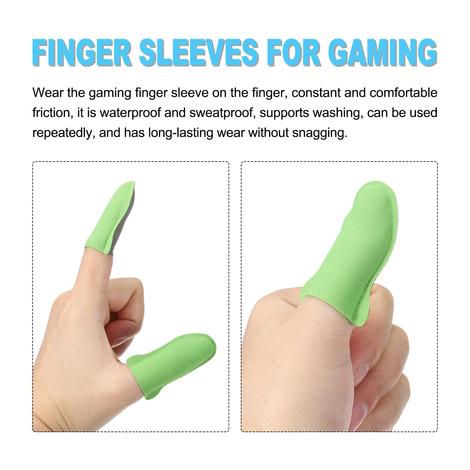 MECCANIXITY Gaming Finger Sleeves - Anti-Sweat Breathable Silver Cloth Touch Screen Gloves for Mobile Gaming (2 Pairs, Green) - Perfect for PUBG, Call of Duty & Fortnite Players