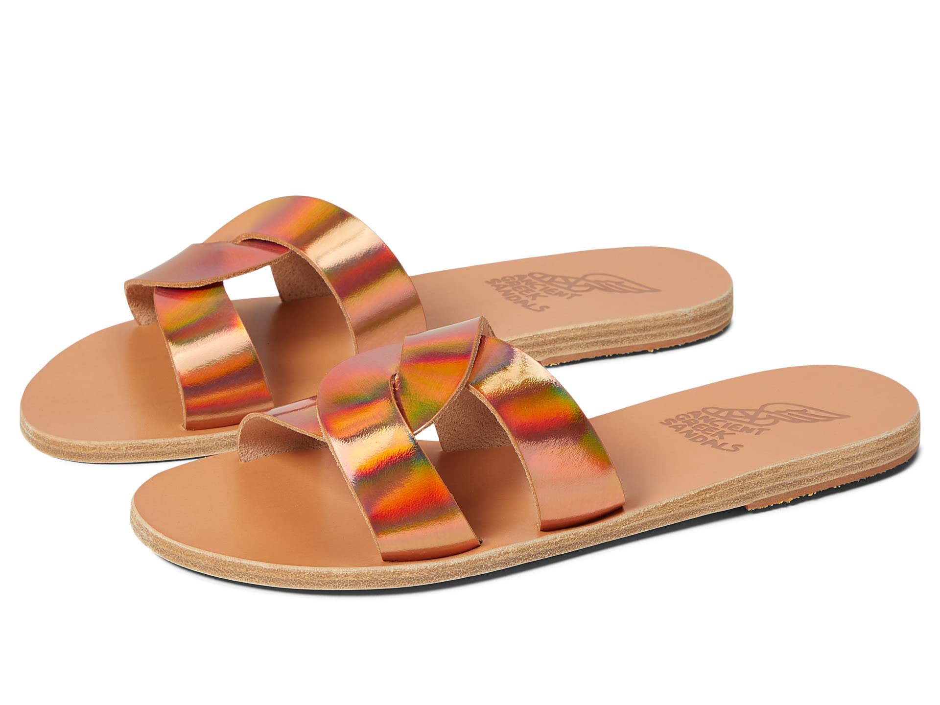 Ancient Greek Sandals Women's Desmos Slides - Comfortable Leather Flip Flops for Beach, Pool & Summer Outfits
