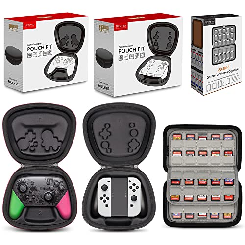 Sisma 80 Switch Games Organizer Storage Case + Pro Controller & Joycon Travel Carrying Case - Portable Nintendo Switch Accessories for Travel, Gaming, and Storage Organization