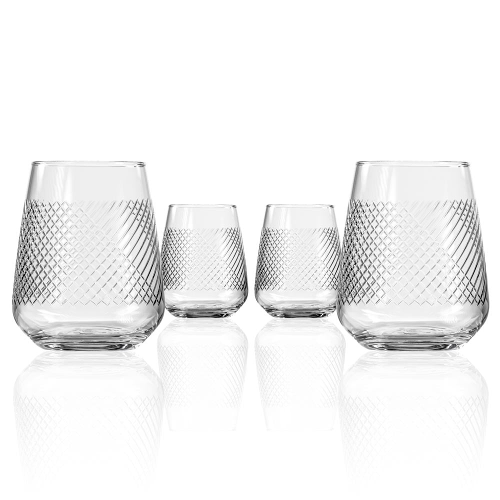 Bourbon Street 15.75oz Stemless Wine Tumbler Set of 12 - Shatterproof & Insulated Glasses for Wine, Cocktails, Beer - Perfect for Parties, Weddings, Restaurants & Home Entertaining