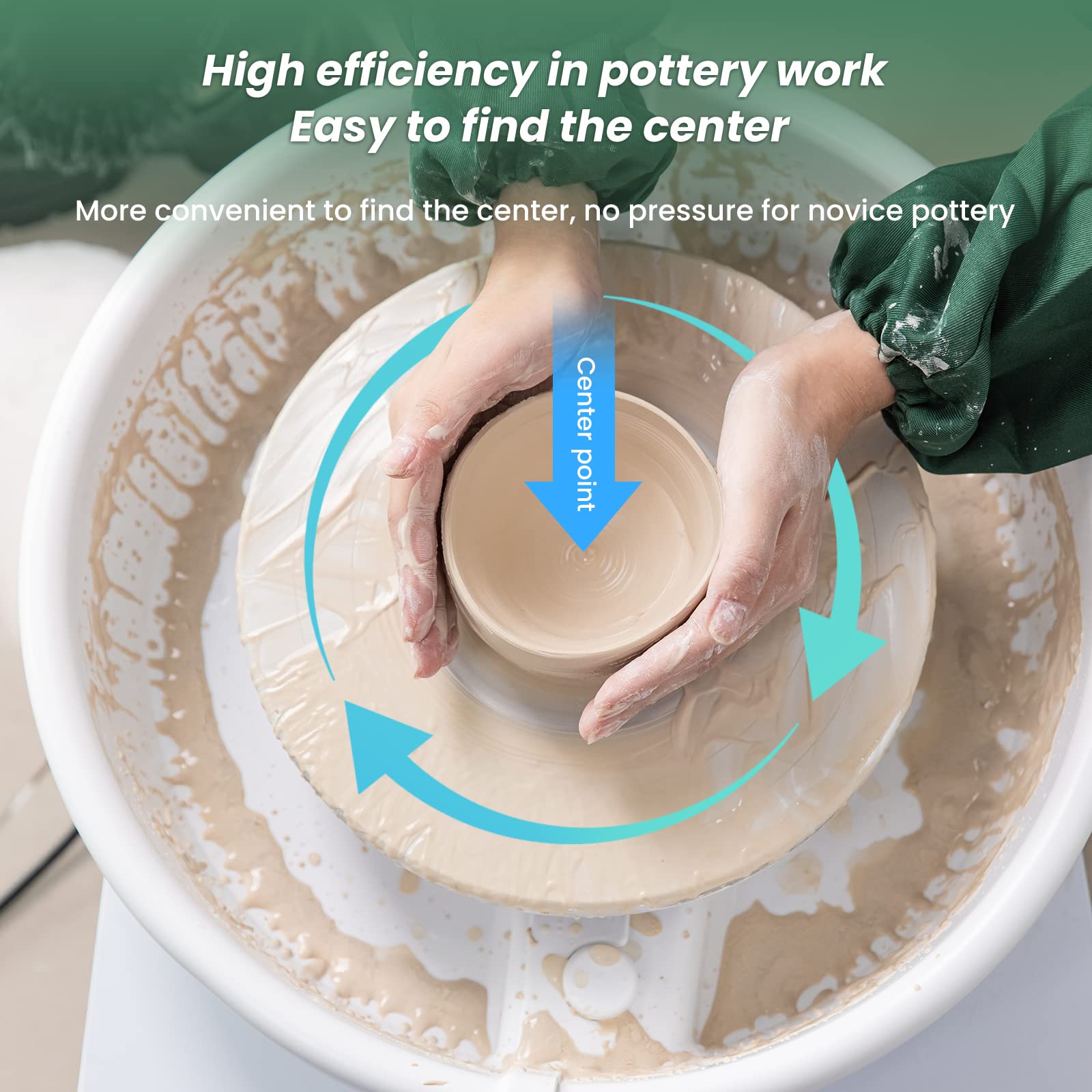 Huanyu 25cm Electric Pottery Wheel with Foot Pedal - 350W Ceramic Forming Machine, Detachable Basin & Bat Tools for Clay Art, DIY Craft Projects - Perfect for Studio, Classroom & Home Pottery Making