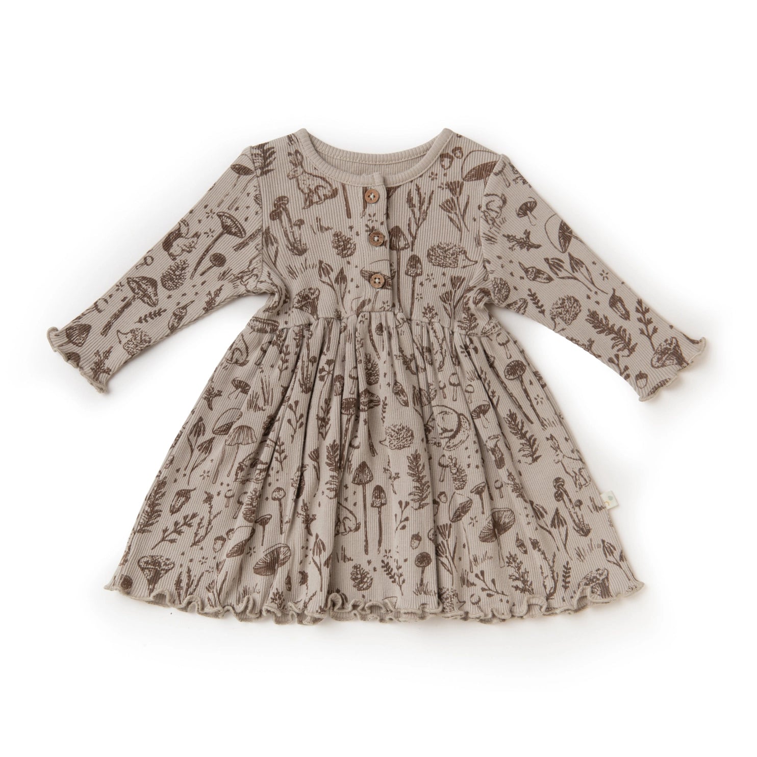 Organic Long Sleeve Twirl Dress for Girls - Soft Cotton Woodland Print Party & Play Dress - Perfect for Birthday, Holiday & Special Occasions