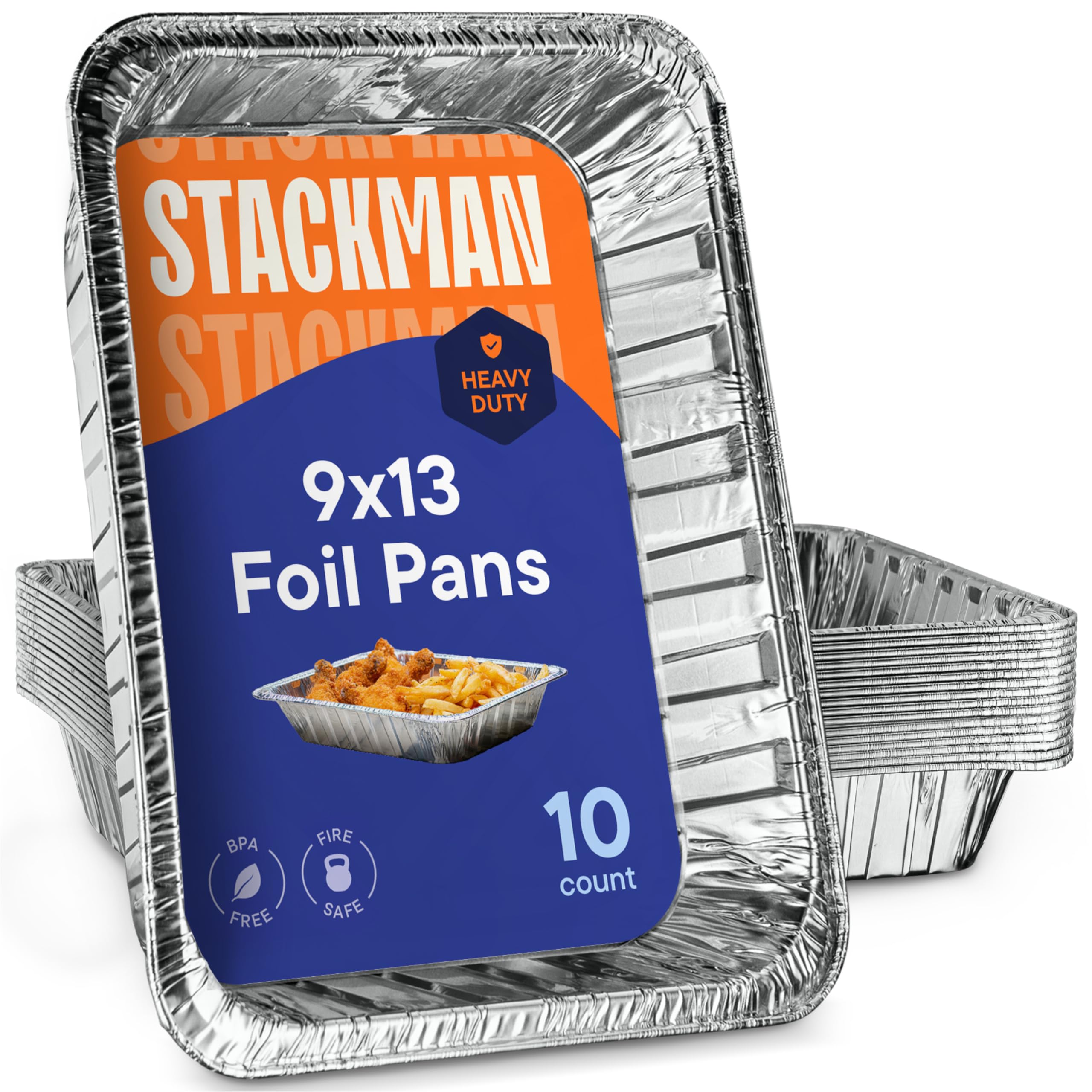 Heavy Duty 9x13 Inch Disposable Aluminum Foil Pans [10-Pack] - Large Baking Trays for Roasting, Cooking & Food Storage | Perfect for Meal Prep, Catering, Restaurants & Home Kitchen Use