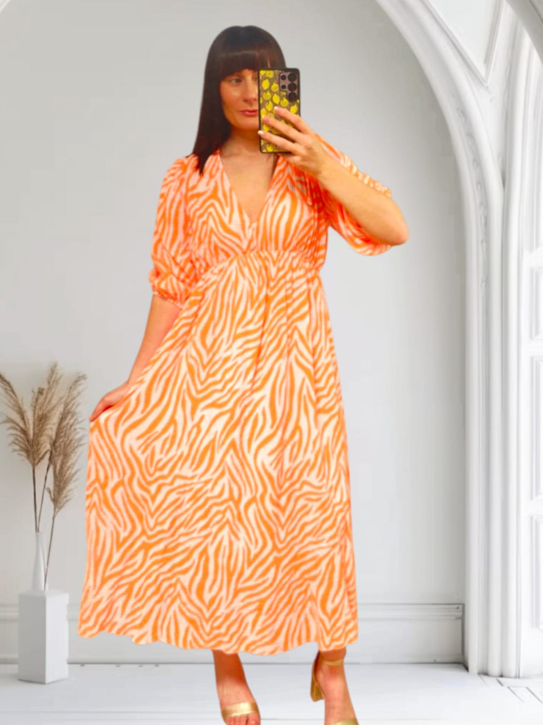 Stylish Orange and White Cotton Maxi Dress for Women - Perfect for Summer, Beach, and Casual Outings