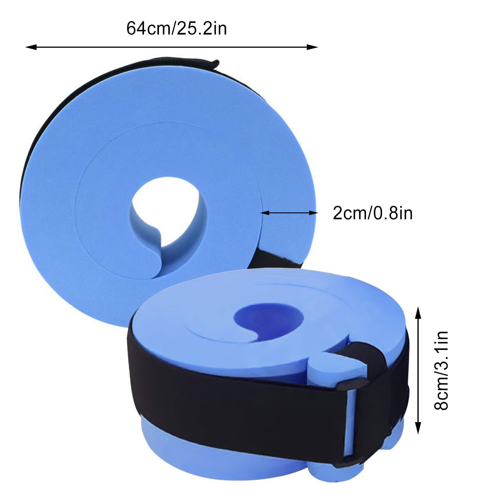 Premium Foam Swim Cuffs Set of 2 - Water Aerobics Float Rings for Swimming & Fitness Training - Adjustable Ankle & Arm Bands for Pool Exercises, Aqua Jogging & Hydrotherapy (Blue)