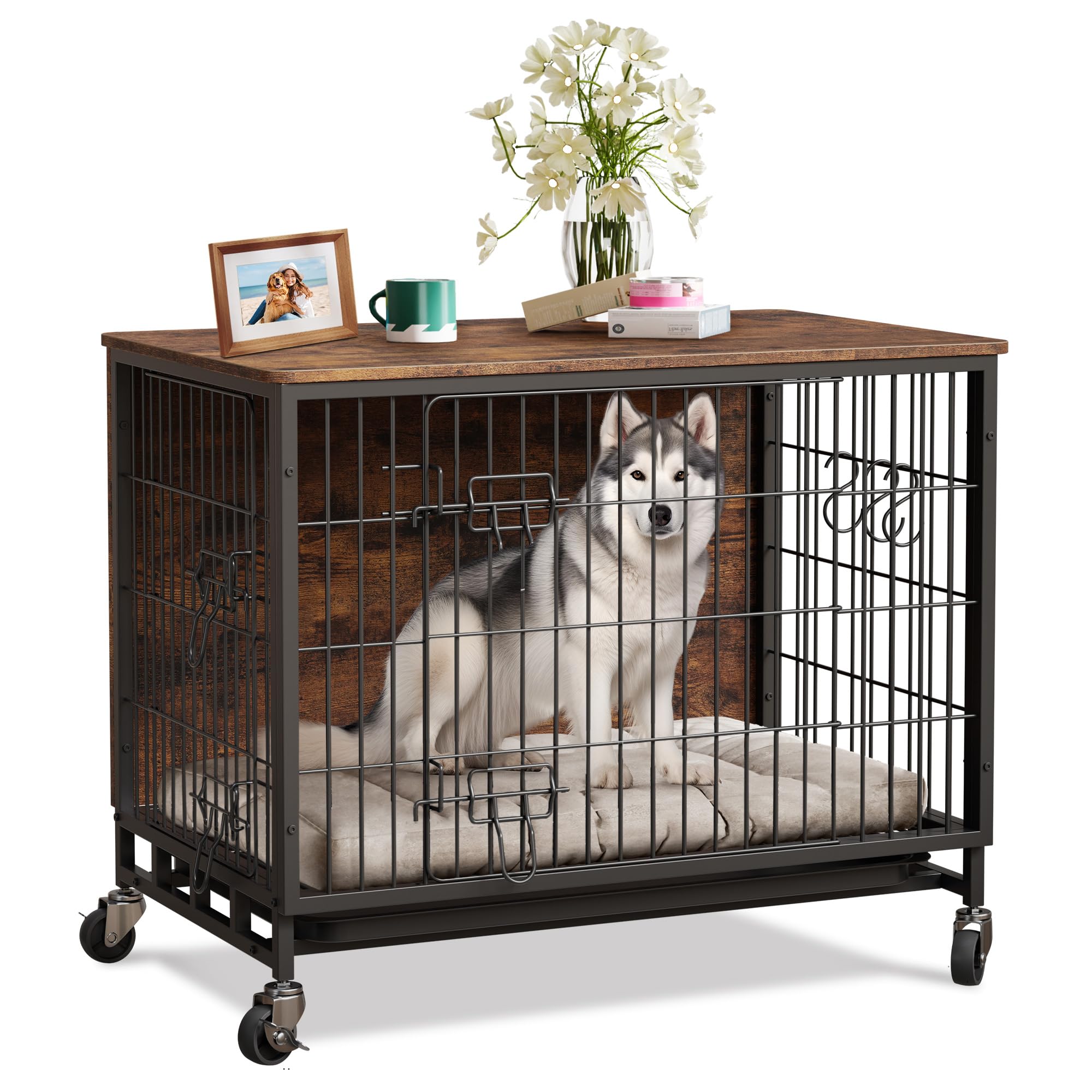 2024 Deluxe Wooden Dog Crate Furniture - Heavy Duty 38.6