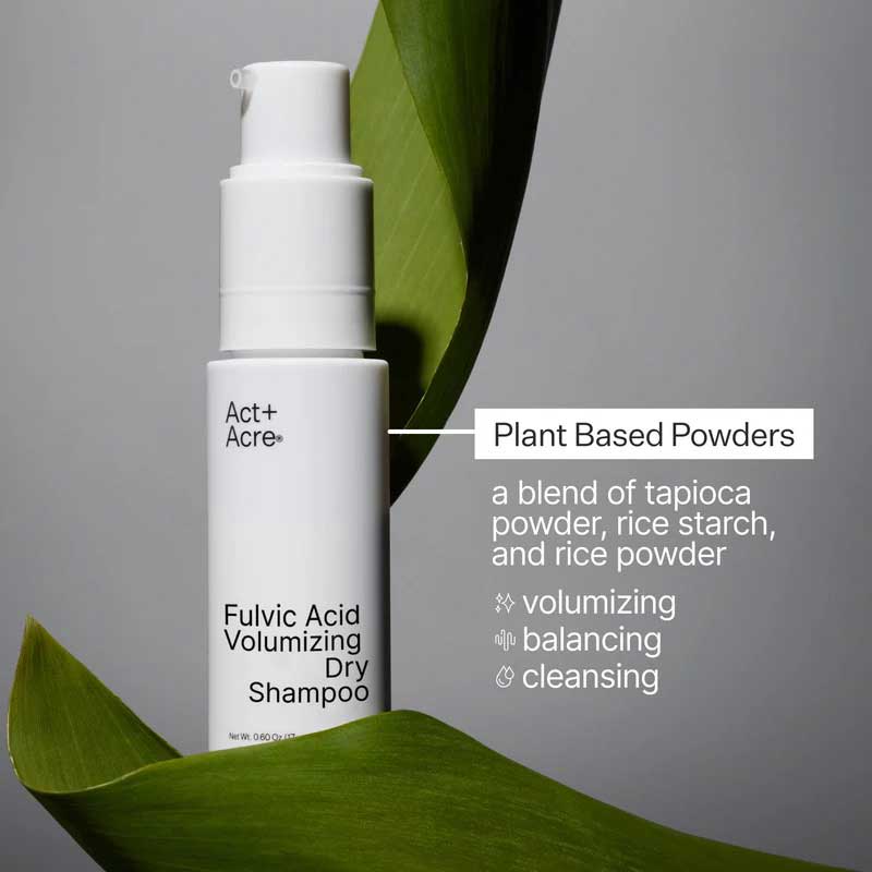 Act+Acre Fulvic Acid Volumizing Dry Shampoo for Hair Growth & Volume - Refreshes Oily Hair Between Washes - Perfect for Travel, Gym & Busy Mornings