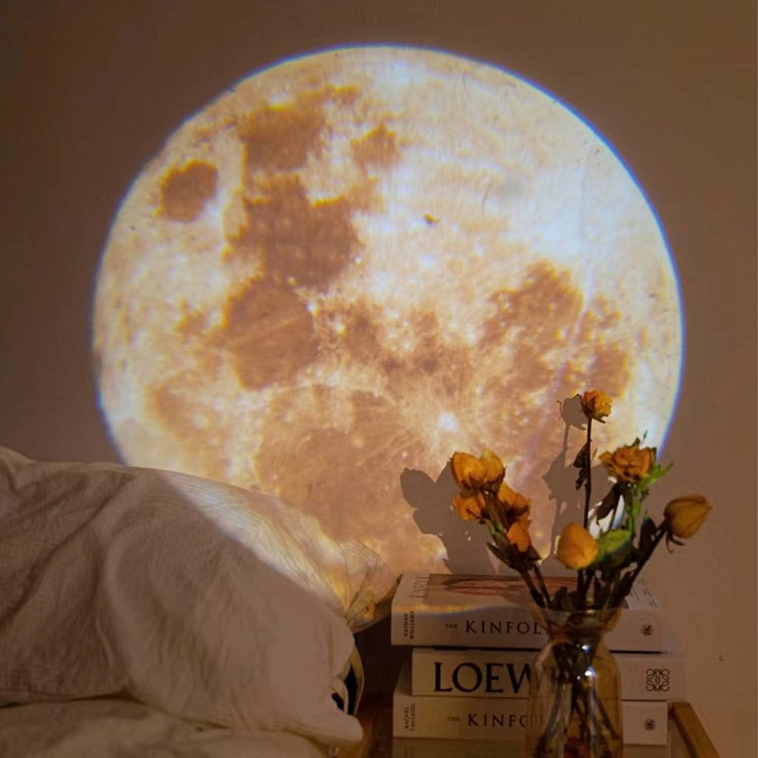 360° Rotatable Moon Lamp Projector - USB Powered Night Light with Bracket, Mood Lighting for Photography, Romantic Atmosphere, Selfie Background & Bedroom Decor | Perfect for Home Ambiance, Date Nights & Gift for Moon Lovers