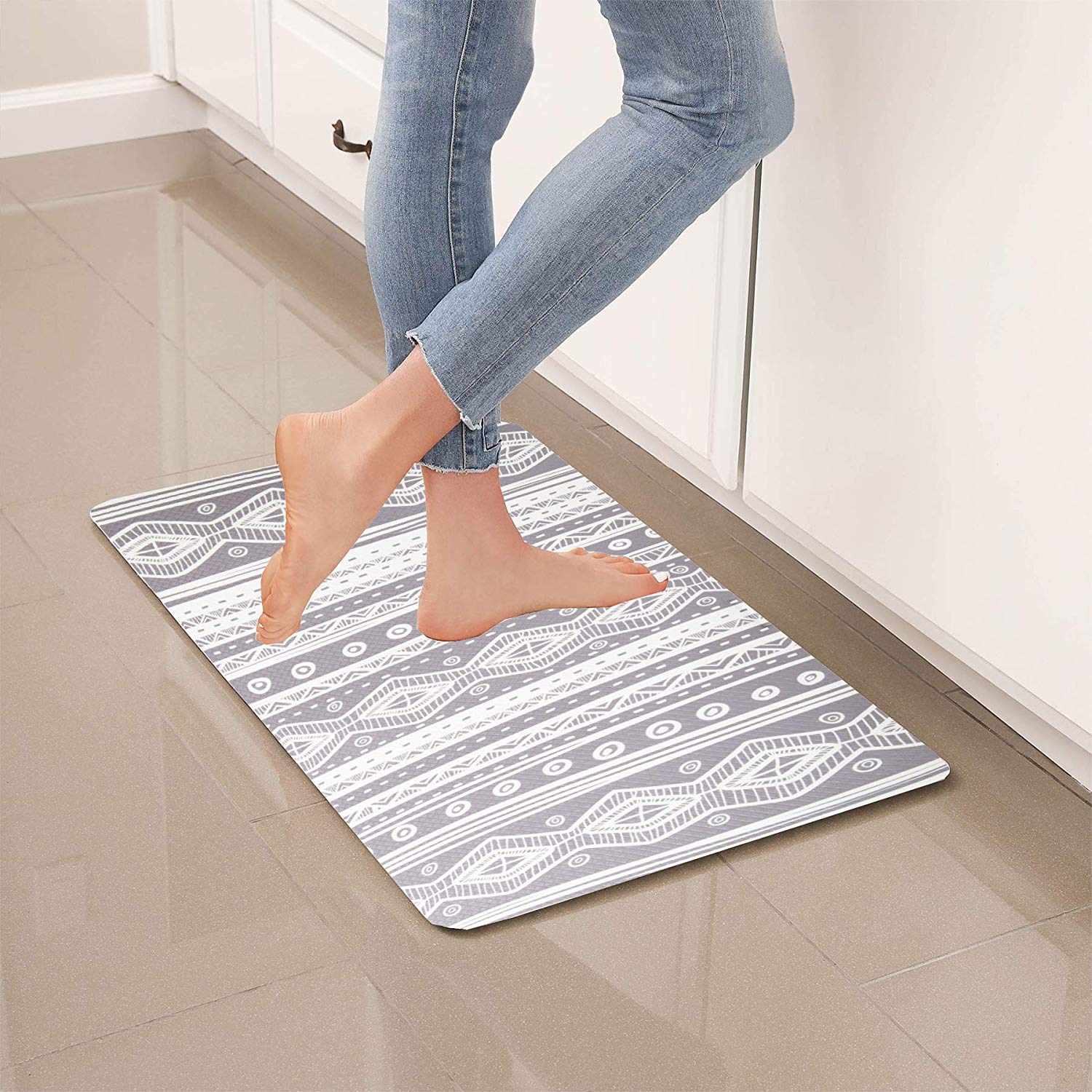 Simple Being Bohemian Anti-Fatigue Kitchen Floor Mat - 32 x 17.5 Inches, Cushioned Comfort for Standing, Non-Slip Support for Cooking, Dishwashing & Home Use