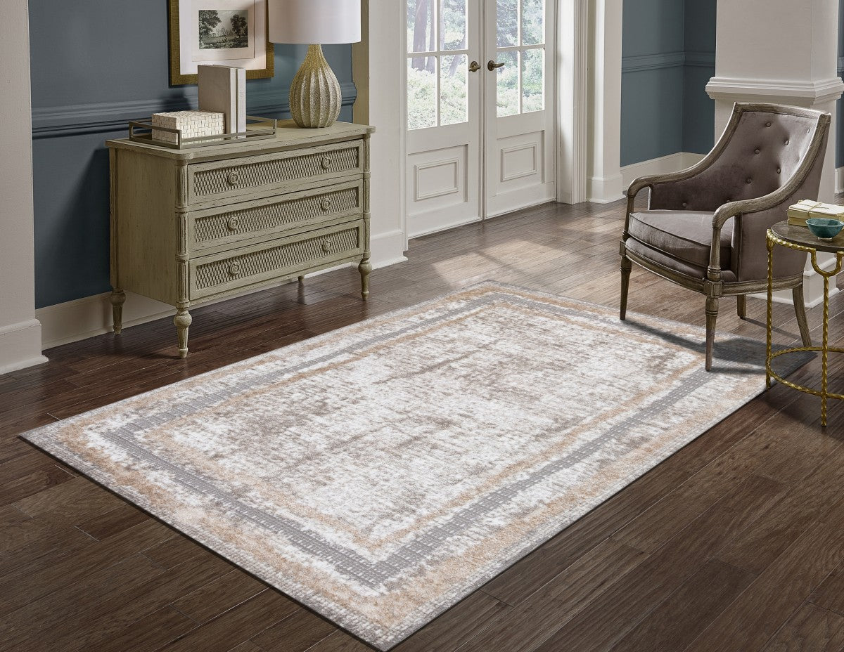 5x8 Area Rug - Soft Modern Grey Beige Cream Non-Slip Living Room Bedroom Rug - Perfect for Home, Office, Dorm Decor