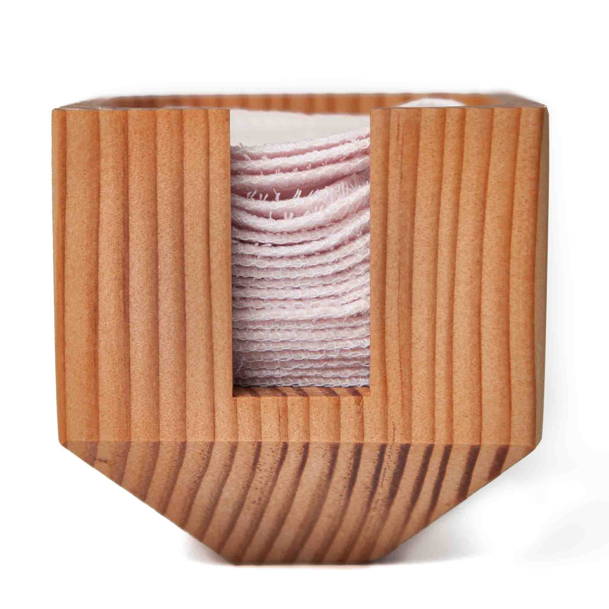 Eco-Friendly Wooden Facial Rounds Container | Organic Cotton Makeup Remover Pads Holder | Perfect for Bathroom Vanity & Travel Organizer