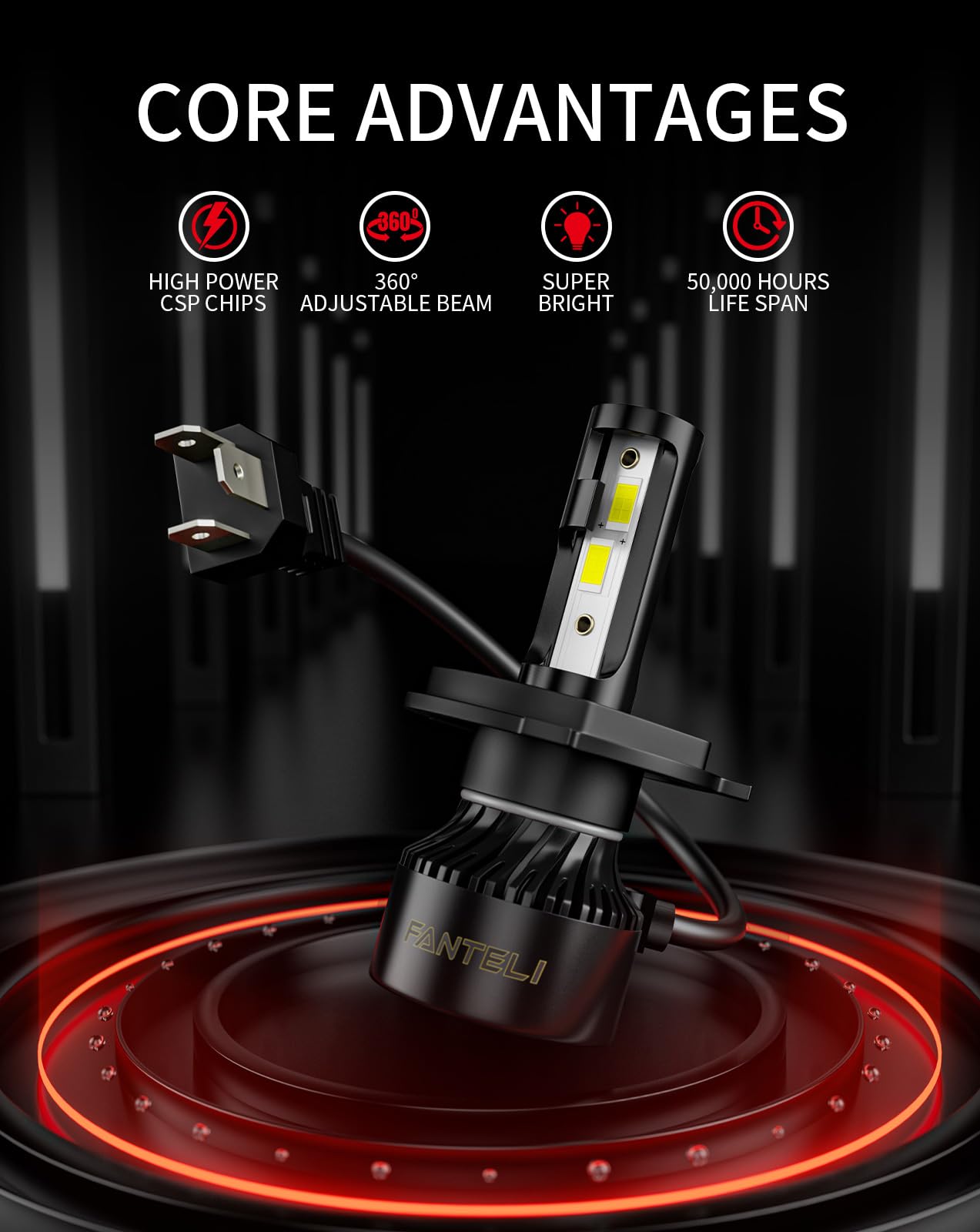 H4 LED Bulb 34000LM 800% Brighter 1:1 Size 9003 LED Bulb - Plug and Play HB2 Bulb 6000K Cool White - IP68 Waterproof - Pack of 2 - Perfect for Interior Light, Dome Light, Map Light, Door Light and License Plate Lights - Ideal for Cars, Trucks, SUVs and Motorcycles