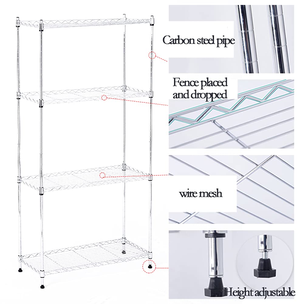 4-Tier Slim Metal Storage Shelving Unit - Narrow Wire Rack with PP Mat & Leveling Feet - 35kg Capacity Per Shelf (14×6×39in/18×6×39in) - Perfect for Pantry, Garage, Laundry Room & Small Space Organization