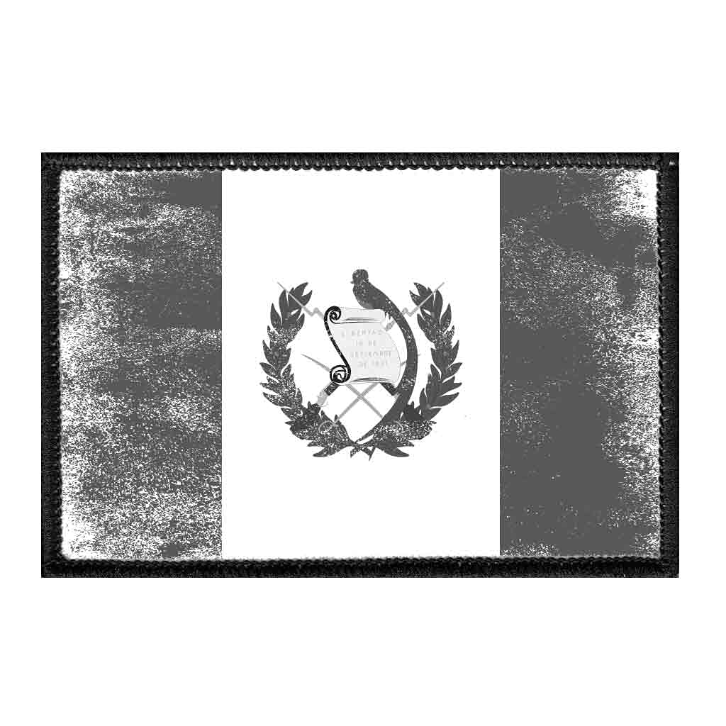 Distressed Guatemala Flag Patch - Black & White 2x3 Inch Hook and Loop Backing for Hats, Jackets, Vests & Denim | Vintage Style Embroidered Sew-On Badge for Backpacks, Jeans, Military Gear & DIY Crafts