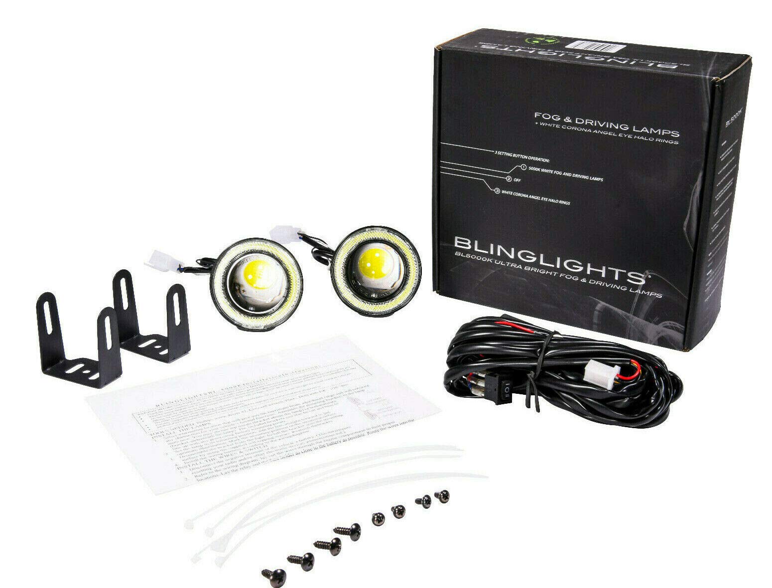 White LED Halo Fog Lamps Angel Eye Driving Lights Kit for 2011-2016 Mini Countryman - Durable Car Headlight Upgrade for Night Driving & Off-Road Adventures