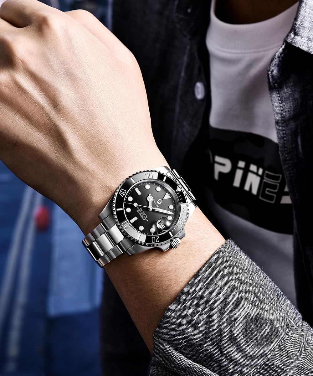 Pagani Design Men's Automatic Watch with Japanese Movement - Stainless Steel Waterproof Luminous Calendar Watch for Business, Casual & Outdoor Activities