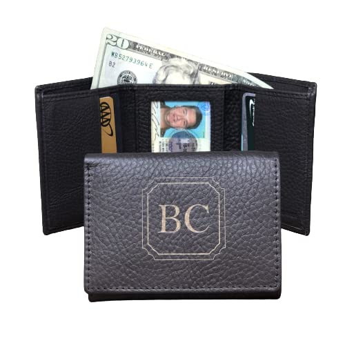 Personalized Tri-fold Leather Wallet with ID Window - RFID Blocking, Multiple Card Slots & Cash Pocket - Perfect for Men & Women, Everyday Carry & Travel Essentials