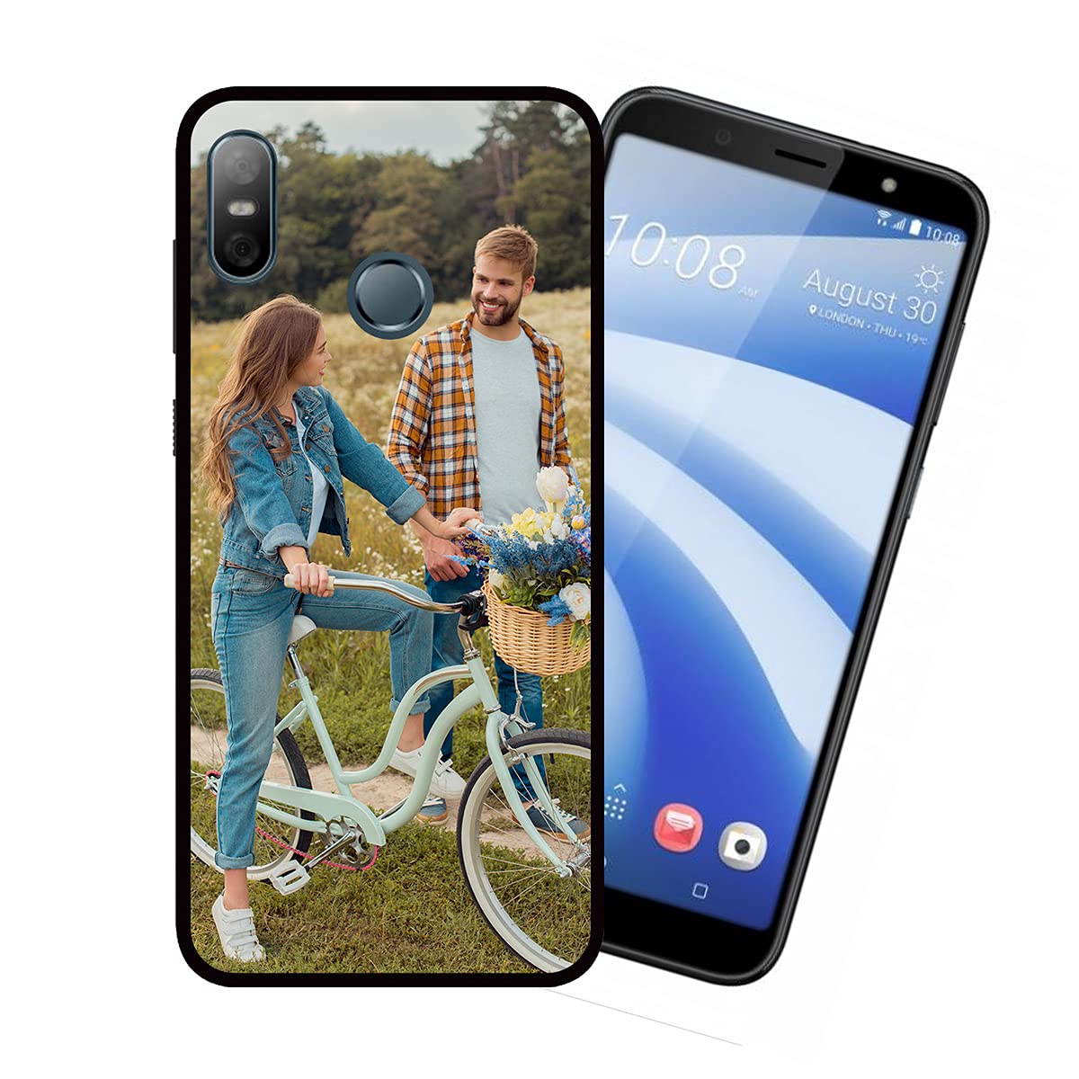 Customized Photo Case for HTC U12 Life - Personalized Picture Phone Cover, Shockproof Silicone Case with Soft Candy Design - Perfect Christmas/Birthday Gift (Black) | Great for Travel, Work & Everyday Protection
