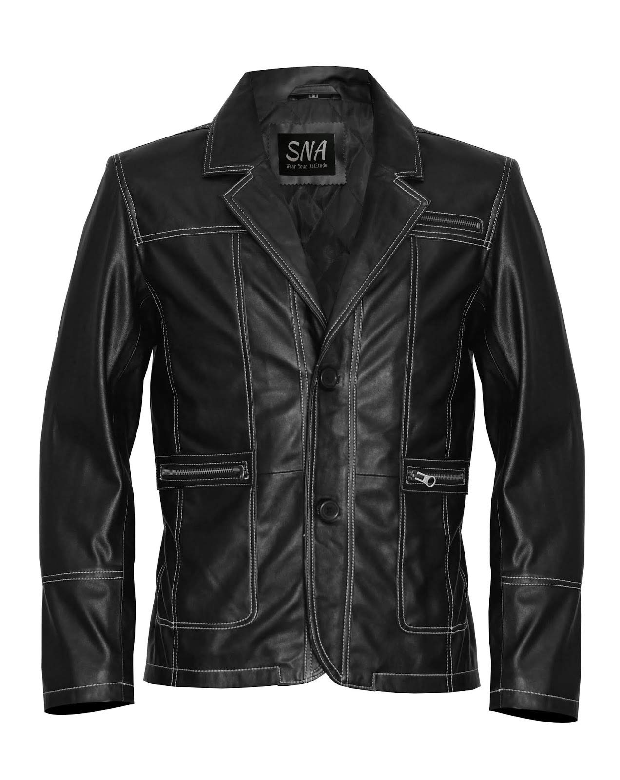 Esquire Black Men's Leather Blazer Jacket - Premium Genuine Leather Coat for Men | Perfect for Business, Casual & Formal Occasions