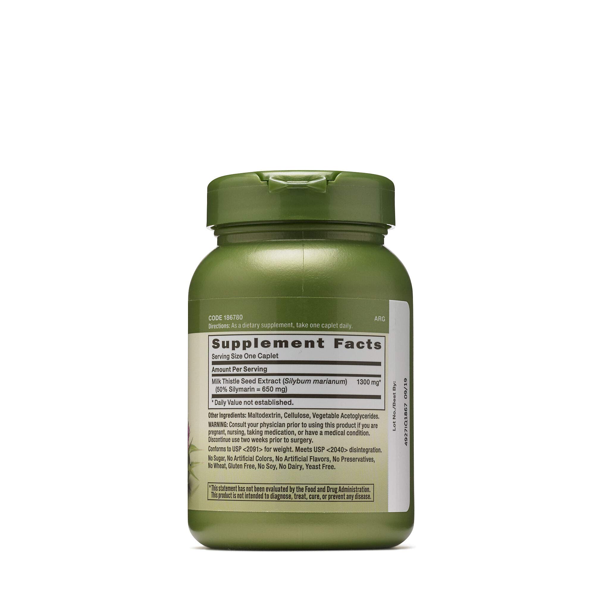 GNC Herbal Plus Milk Thistle 1300mg Supplement - Extra Strength Vegetarian Liver Support for Detox & Cleansing - 60 Capsules for Daily Wellness & Liver Health Maintenance