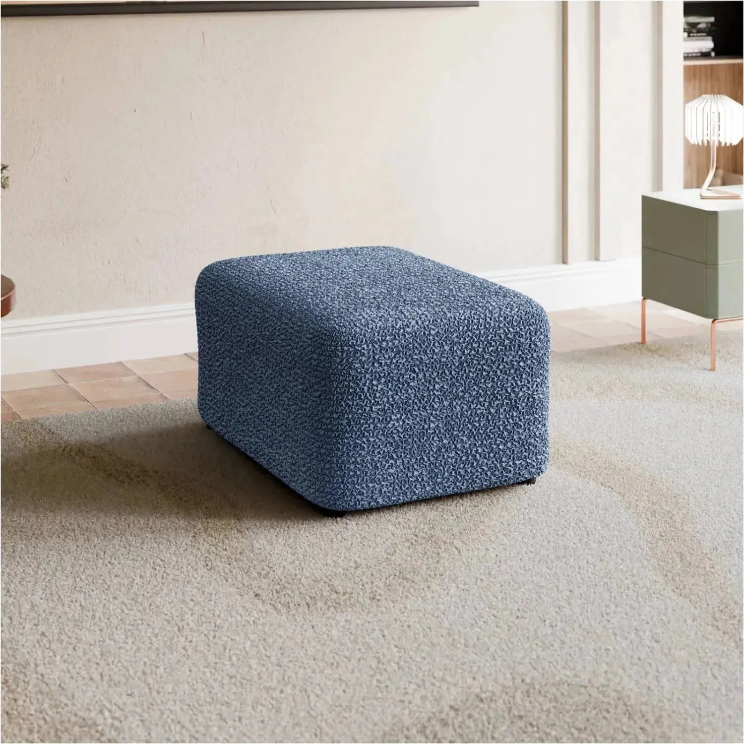 Ottoman Slipcover Medium - Mille Righe Collection - Stretchable Furniture Cover for Living Room, Bedroom & Office Decor