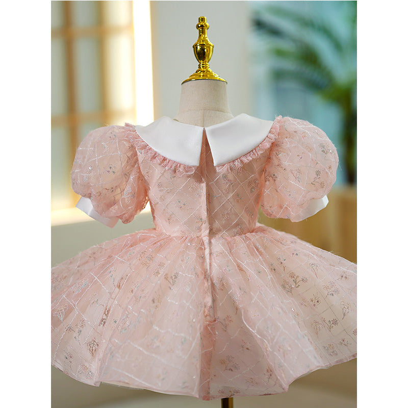 First Communion Dress for Baby Girls - Toddler Summer Puff Sleeve Bow Princess Dress - Perfect for Church Ceremonies, Baptisms & Special Occasions